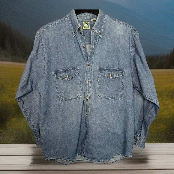 Vintage 90s Appalachian Trail Long Sleeve Button Down Denim Shirt Medium-Farmcor - Picture 1 of 5
